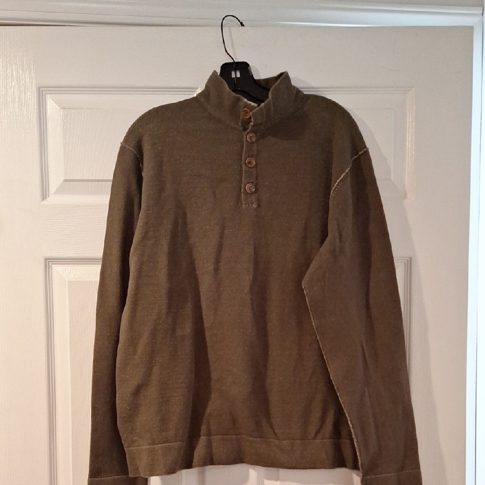 Saks Fifth Avenue Olive Button-Up Sweater